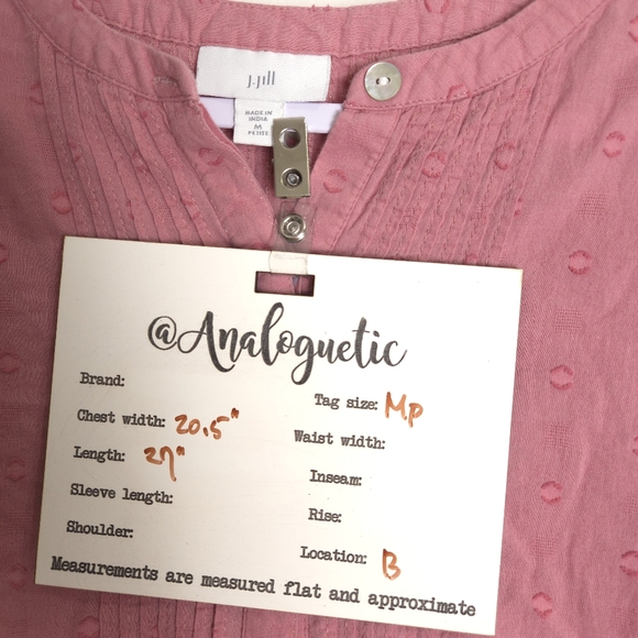 J.JILL‎ Swissdot Popover Roundneck Babydoll Mauve Pink Blouse Mp - Picture 8 of 8